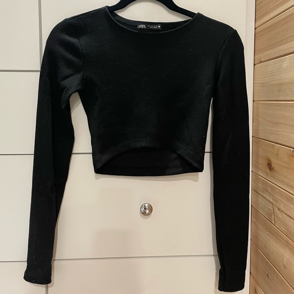 Zara textured black crop top